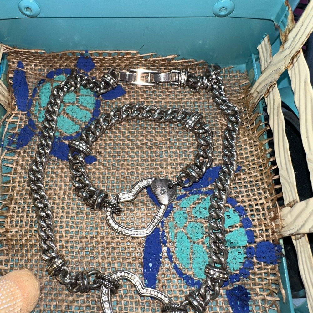 Brighton Silver Heart Chain Necklace and Bracelet Set